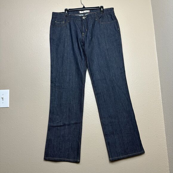 XCVI Dark Blue Denim Jeans Woman’s Size 14 Wide Straight Leg Oversized Pants - Picture 1 of 9